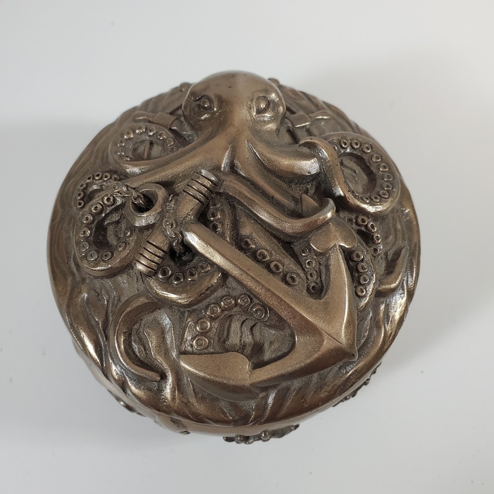 Summit Collection Nautical Ocean Jewelry Trinket Box Octopus Anchor Kraken
